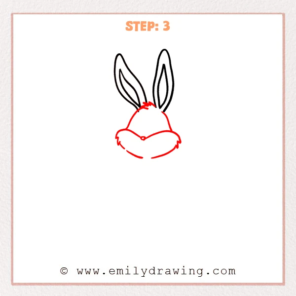 how to draw a bugs bunny - Step 3